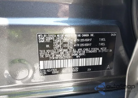 2024 Toyota Rav4 Le из США, поврежденный, VIN 2T3K1RFV5RC279291